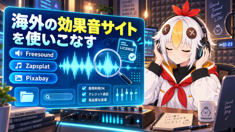 海外の無料効果音サイト3選【2026年版】Freesound・Zapsplat・Pixabayの使い方と注意点
