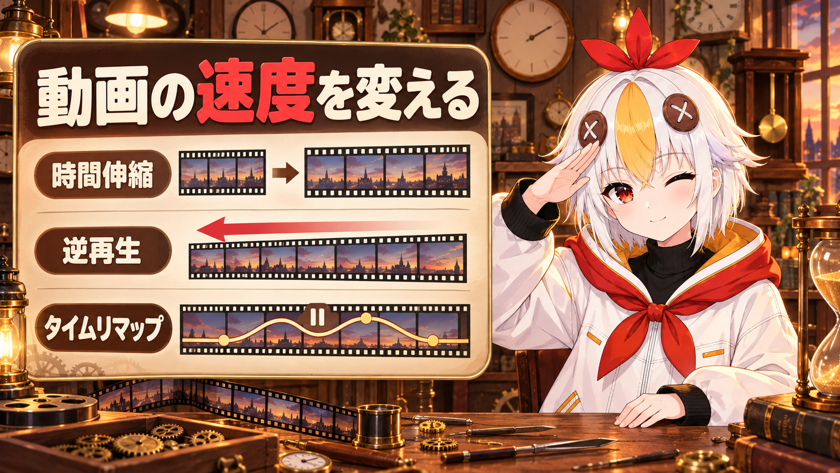 After Effectsで動画の速度を変える方法（時間伸縮・逆再生・タイムリマップ）を解説するアイキャッチ画像