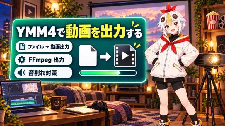 YMM4で動画を出力する方法【2026年版】書き出しに失敗する・音が小さい・ノイズが入る時の直し方