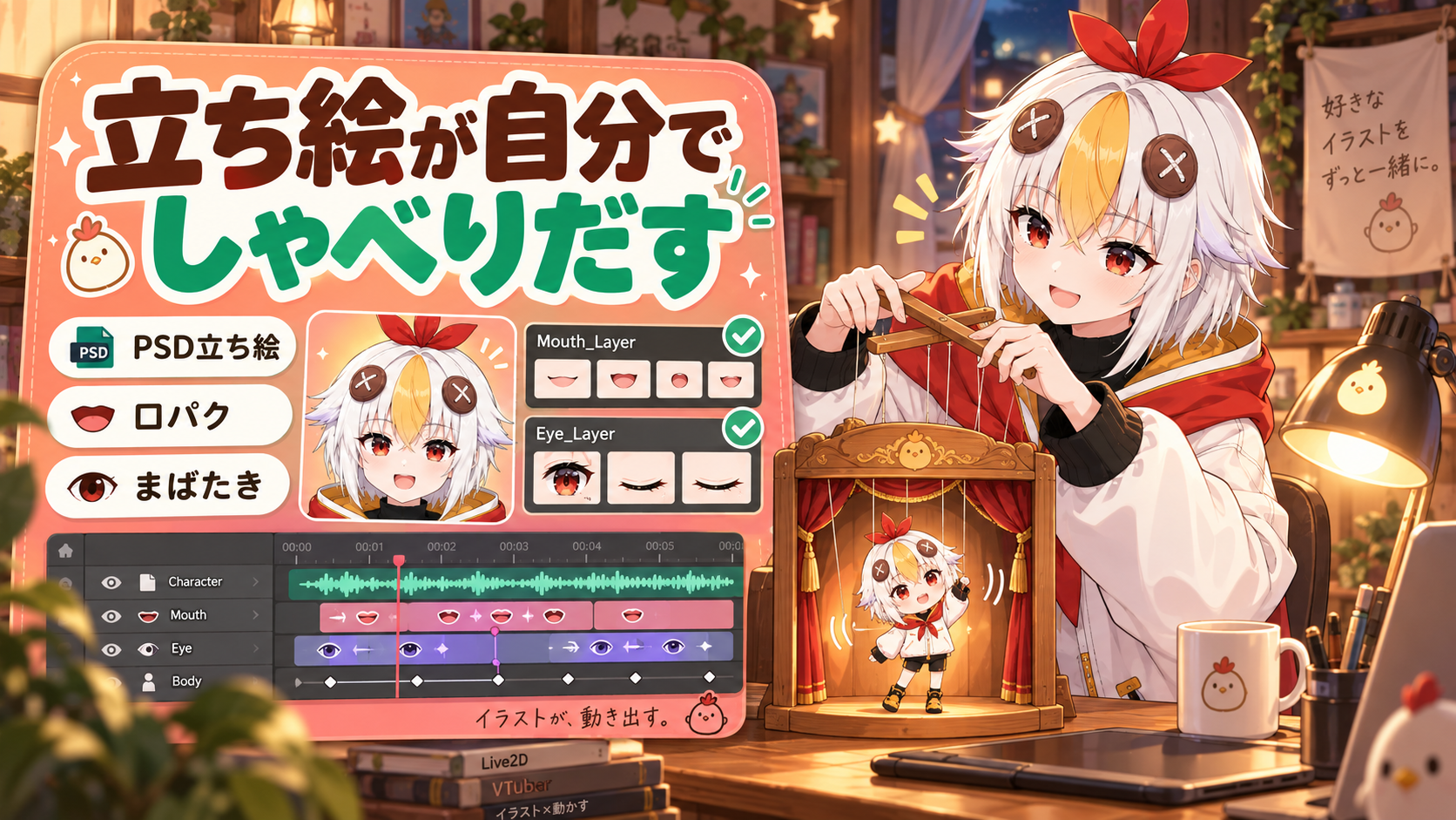 YMM4で動く立ち絵（PSD）を設定する方法を解説するアイキャッチ画像